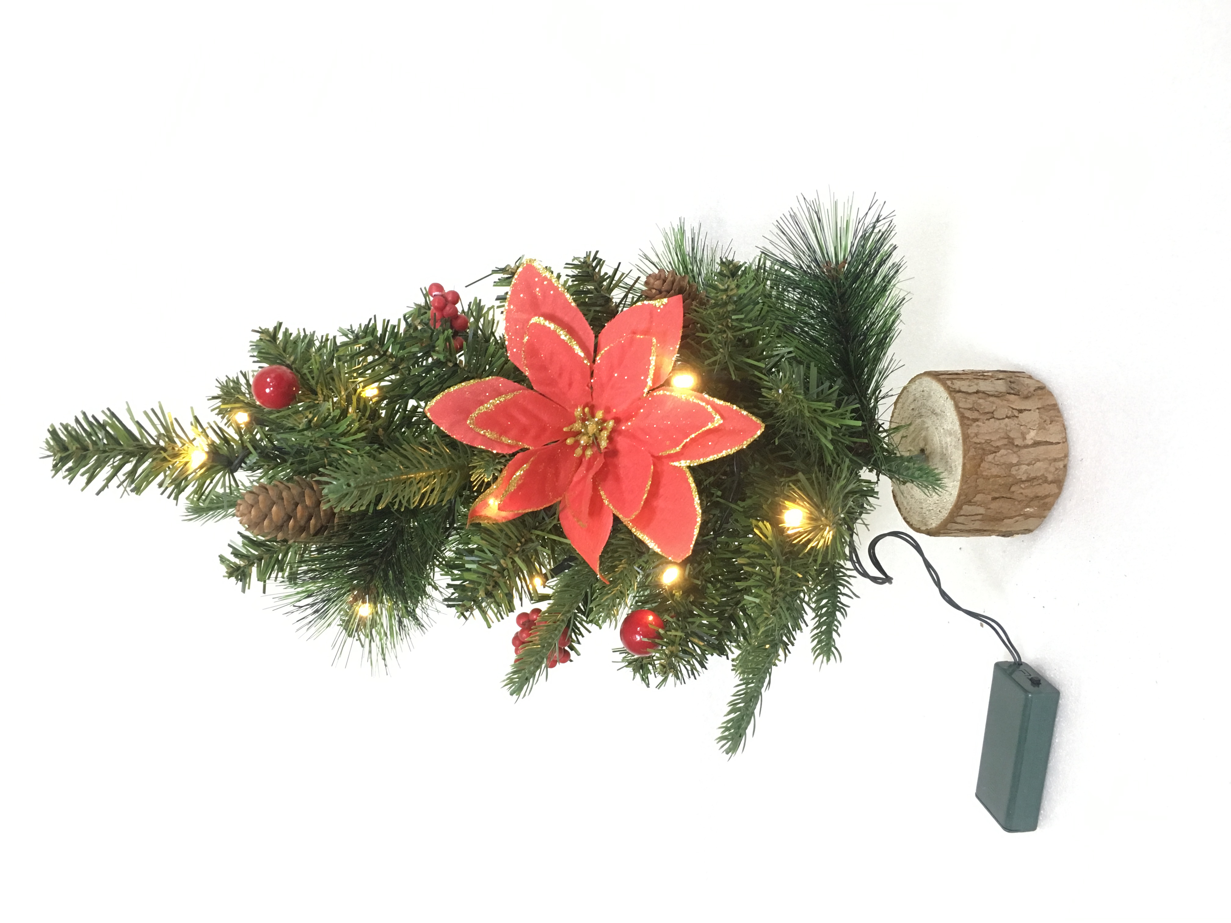 Cây thông Giáng sinh PVC PE Series-40CM Đầu và chân bằng gỗ nhỏ Plus Đồ trang trí